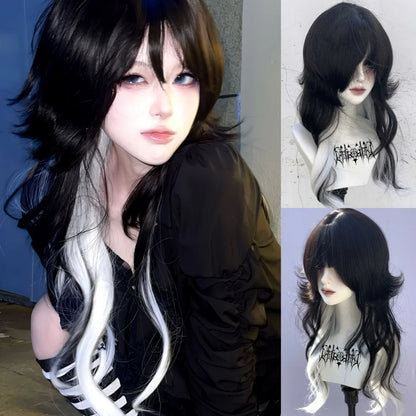 Synthetic Short Lolita Cosplay Christmas Halloween Bob Brown Blonde LM Wig With Long Curly Ponytail Natural Fake Hair for Women