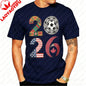 2026 USA Canada Mexico Soccer T-Shirt Cotton Shirt Tribal & Flag Graphic Tee, Ideal Gift for North American Football Enthusiasts
