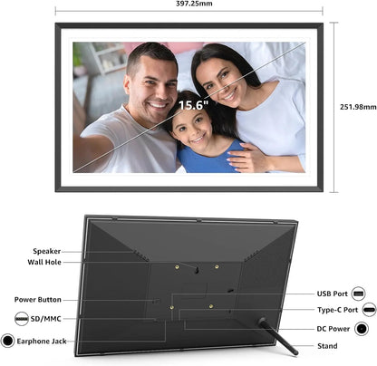 15.6 inch built in 32GB/ 64GB WiFi Large touch ips digital photo frame 1920*1080 WiFi Smart Frame Share Photos Videos via frameo