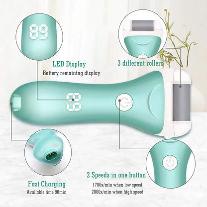 Portable Electric Vacuum Adsorption Foot Grinder Electronic Foot File Pedicure Tools Callus Remover Feet Care Sander green 2Pcs