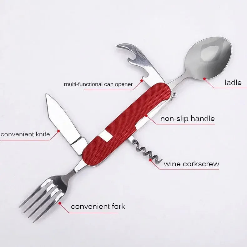 Foldable Camping Utensil Set - Multi-Functional Knife, Fork, Spoon Combo for Outdoor Activities and Sports Camping Picnic Travel