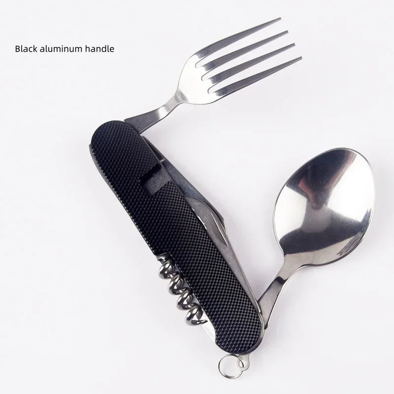 Foldable Camping Utensil Set - Multi-Functional Knife, Fork, Spoon Combo for Outdoor Activities and Sports Camping Picnic Travel