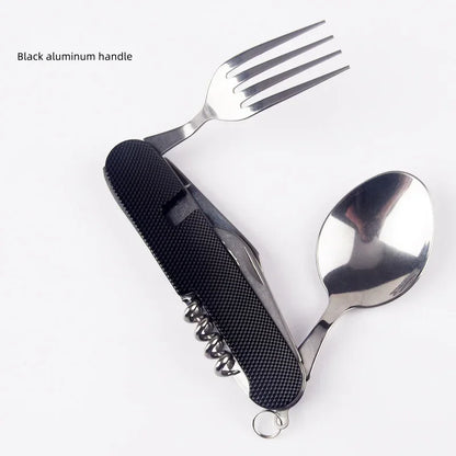 Foldable Camping Utensil Set - Multi-Functional Knife, Fork, Spoon Combo for Outdoor Activities and Sports Camping Picnic Travel