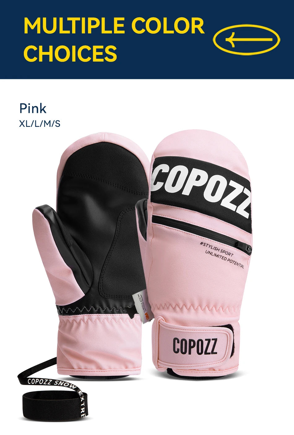 COPOZZ New Upgrade Thicken Ski Gloves Winter Men Women 3M Thinsulate Thermal Snowboard Gloves Waterproof Warm Mittens Ski Gloves