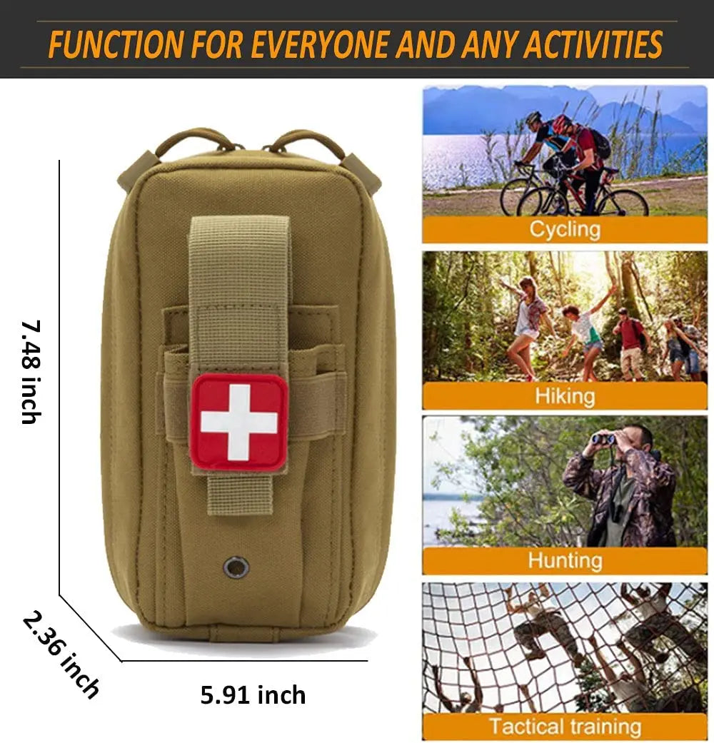 50611s 10pcs IFAK Tactical Molle Pouch Survival First Aid Kit for Emergency Rescue Outdoor Camping Hiking Sports Portable