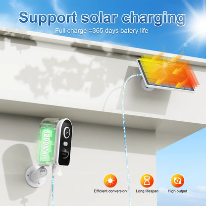 Videolife 3MP Waterproof Solar Security Camera Wireless 2.4G WiFi Solar Battery Powered Camera HD Home Surveillance Protection