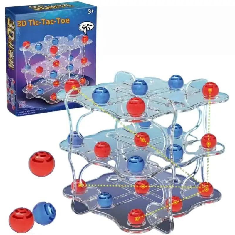 Fun Interactive Chess Board Game Set and 3D Tic-Tac-Toe, Learning & Strategy Development Toys