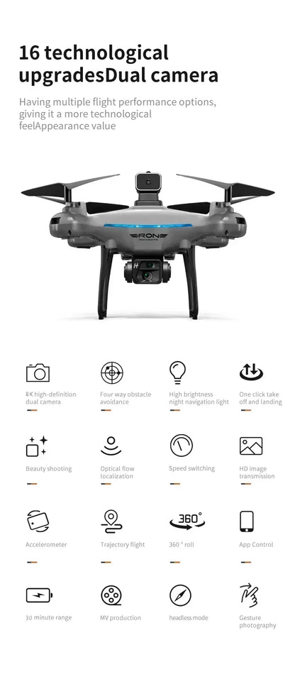 2025 KY102 Drone 8K Professional Dual Camera Brushless Quadcopter Obstacle Avoidance Optical Flow Aerial Drone RC 10000M