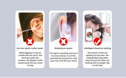 1-9pcs/Set Visual Ear Cleaner with Camera Ear Sticks USB Charging Ear Wax Removal Tool WIFI Connection 6 LED Lights Earpick