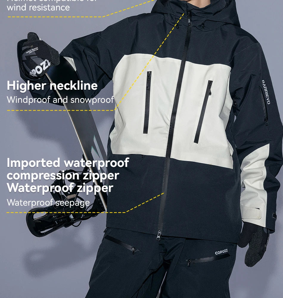 COPOZZ Skiing Coats Winter Warm Women Men Tracksuit Hooded Sports Snowboard Jacket Mountain Female Outwear Windproof Ski Clothes