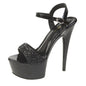 Black Platform Sandals Women's Party Dress Elegant High Heels Summer New Stiletto Shiny Sequins Wedding Shoes Zapatillas Mujer