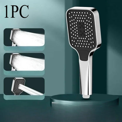 1pc Large Area Shower Spray Silvery Head with 3 Adjustable Modes,High-Quality High-Pressure Water-Saving Flow Shower Faucet