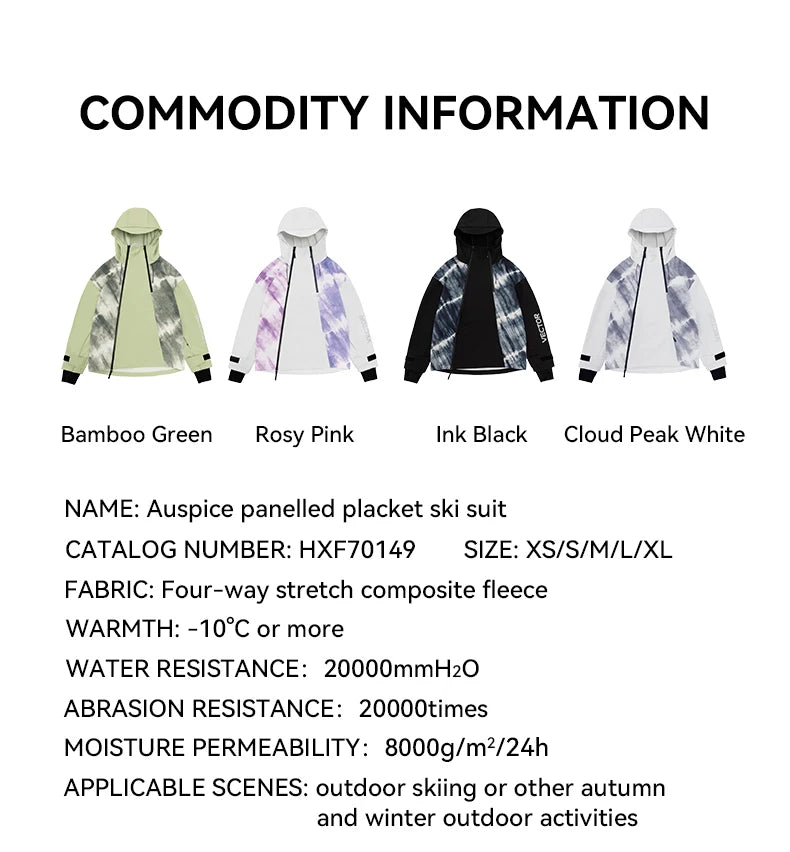 VECTOR Men and Women Splicing Skiing Skiing Top Waterproof Windproof Warm Durable Indoor and Outdoor Skiing Snowboard Jacket