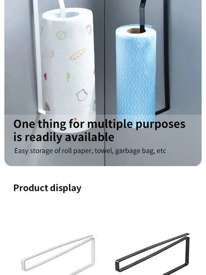 Paper Roll Holder Towel Rack Cling Film Storage Rack Bathroom No Punching Storage Rack Hanging Shelf Kitchen Tissue Accessories