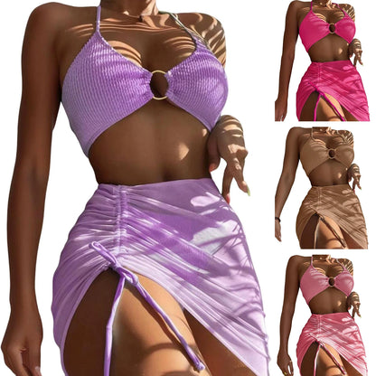 2024 Sexy Solid Push Up Tankini Set Strapped Woman Swimsuit Women High Waist Swimwear Backless Beach Bathing Suit White Bikinis