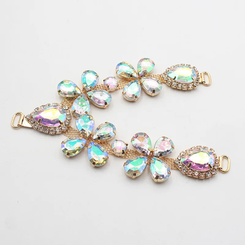 1 pcsOf Fashionable Rhinestone Metal Slipper Chains And Bread Shoes Bikini Women's Shoes Metal Slippers Women's Open Toe