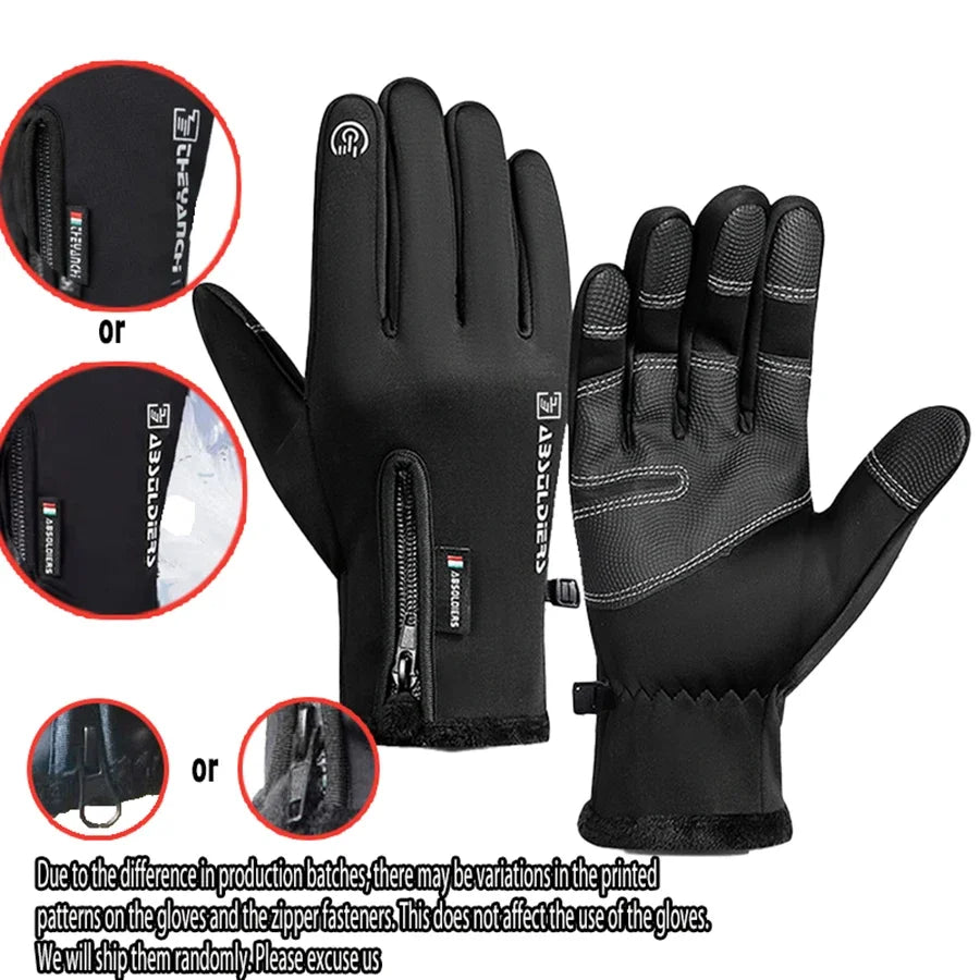 Winter Warm Touch Screen Gloves Outdoor Windproof Waterproof Cold-proof Gloves Men Driving Cycling Fishing Ski Gloves