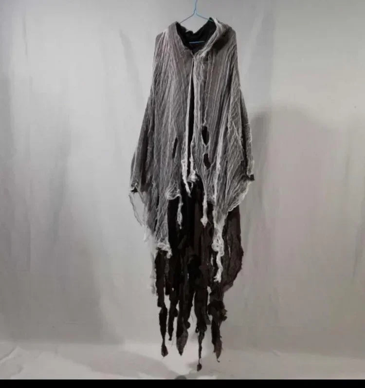 Mens Terrifying Halloween Costume Scary Hooded Cloak Horror Robe Gothic Masquerade Party Cosplay Dress Up Props Essential