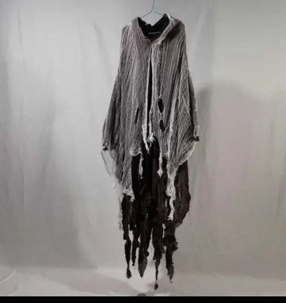 Mens Terrifying Halloween Costume Scary Hooded Cloak Horror Robe Gothic Masquerade Party Cosplay Dress Up Props Essential