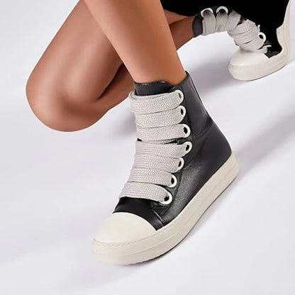 High top flat bottom casual personality fashion coarse shoelaces women's casual shoes daily college women's shoes