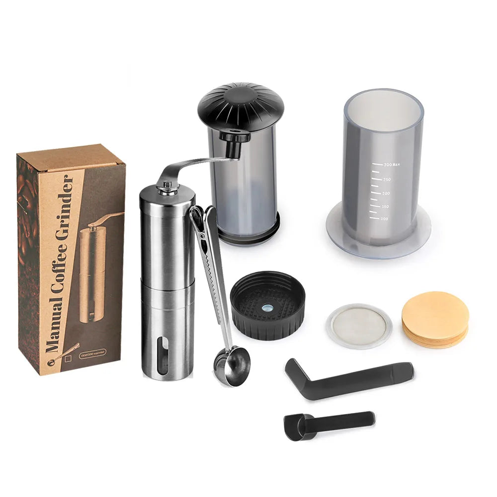 300ml AeroPress Machine Espresso Coffee Maker Portable Cafe French Press Coffee Pot With Filter Paper Kit Bar Set with Grinder