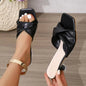 Fashion Summer Women Shoes New Handmade Square Open Toe High Heels Outdoor Fashion Slippers Wedding Party Fashion Party shoes