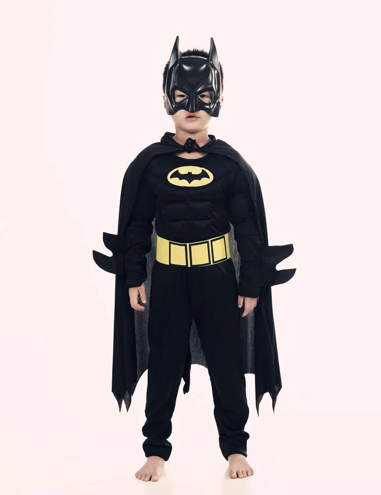 Cartoon Heroes Cosplay Costumes Boys Jumpsuit Bat Costume Set With Cardigan Mask Men Halloween Carnival Girls Party Gifts