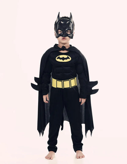 Cartoon Heroes Cosplay Costumes Boys Jumpsuit Bat Costume Set With Cardigan Mask Men Halloween Carnival Girls Party Gifts