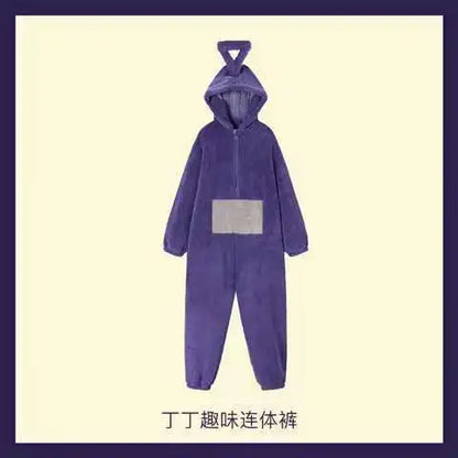 Adult Kids Costume Home 4 Colors Funny Tinky Winky Anime Tele baby tubbies Laa-Laa Po Soft Long Sleeves Piece Pajamas Costume