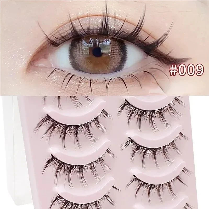 MJ 5 Pairs Of Natural Makeup Daily Makeup Cos Eyelashes Simulated Grafting Fish Tail Segmented Eyelash Facial Makeup Tool