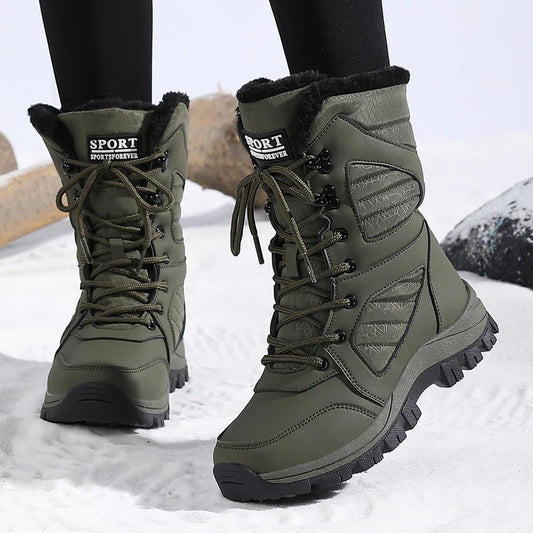 Winter Women Snow Boot High-top Waterproof Ankle Boots Ladies Thick Plus Warm Snow Hiking Boots Outdoor Cotton Shoes Sneakers
