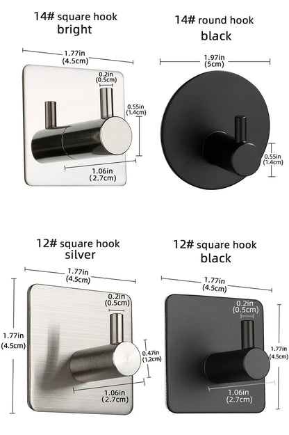 High Quality 304 Stainless Steel Self Adhesive Hooks Shower Bath Hook Kitchen Hanger Bathroom Hook Household Wall Hanger