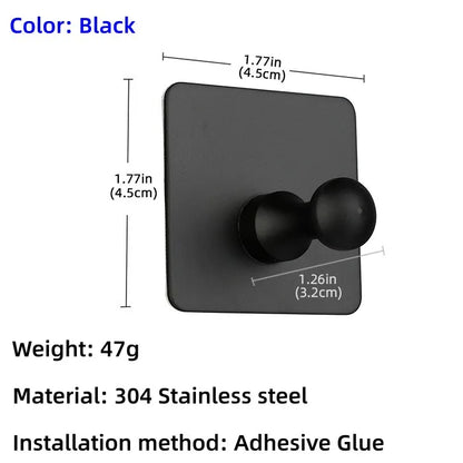 High Quality 304 Stainless Steel Self Adhesive Hooks Shower Bath Hook Kitchen Hanger Bathroom Hook Household Wall Hanger