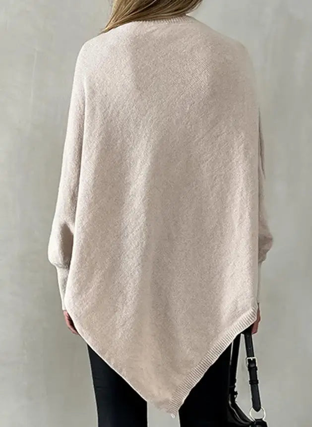 Women's Sweater Spring Autumn New Jacquard Batwing Sleeve Asymmetrical Pullover Sweater Casual Round Neck Loose Fit Top