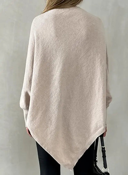 Women's Sweater Spring Autumn New Jacquard Batwing Sleeve Asymmetrical Pullover Sweater Casual Round Neck Loose Fit Top