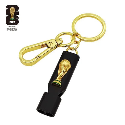 Official Licensed FIFA 2026 World Cup 2.5D Trophy Whistle Keychain USA Canada Mexico Football Fans Souvenir