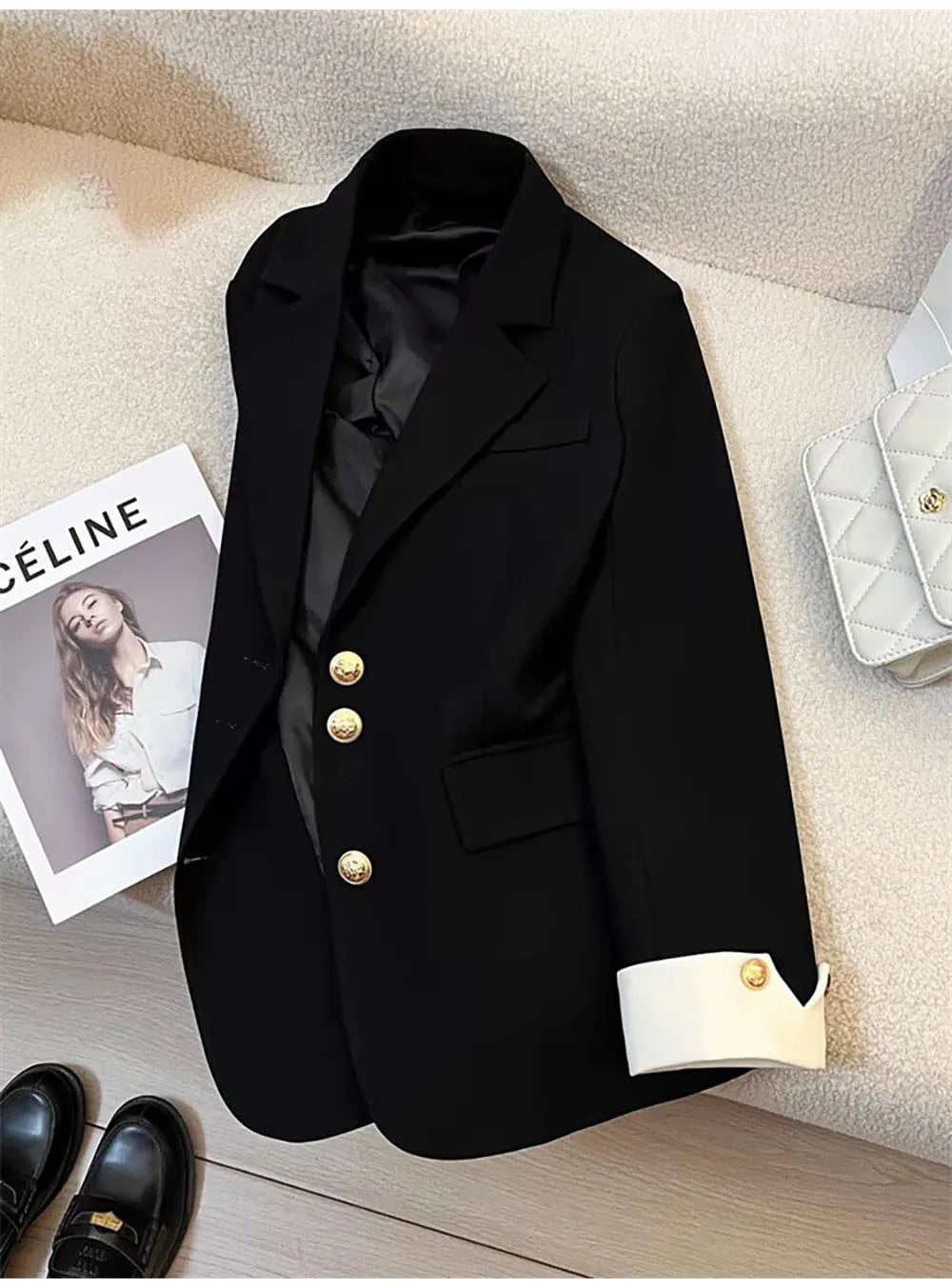 Autumn Winter Office Lady Blazer Jacket Women 2024 Fashion Long Sleeve Coat Woman Blazers Feminino New In Outerwears Casual
