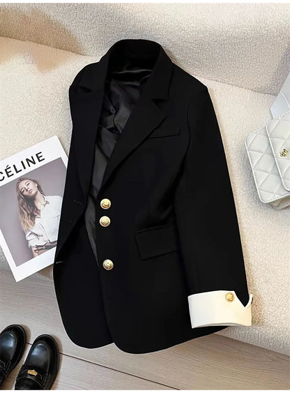 Autumn Winter Office Lady Blazer Jacket Women 2024 Fashion Long Sleeve Coat Woman Blazers Feminino New In Outerwears Casual