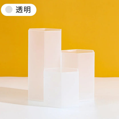 Polish Nail Brush Box 3 Lattices Organizer Storage Tools Desk Case Jewelry Cosmetics Office Table Rack Holder Make up Pen