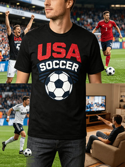 180G Cotton Vintage USA Soccer T-Shirt 2026 World Cup Distressed Retro Graphic Tee Unisex Breathable Game Day Shirt Fast Delivery