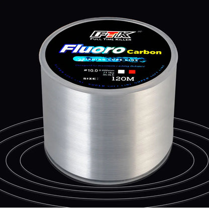 FTK 120m Invisible Fishing Line Speckle Fluorocarbon Coating Fishing Line 0.20mm-0.60mm 7.15LB-45LB Super Strong Spotted Line