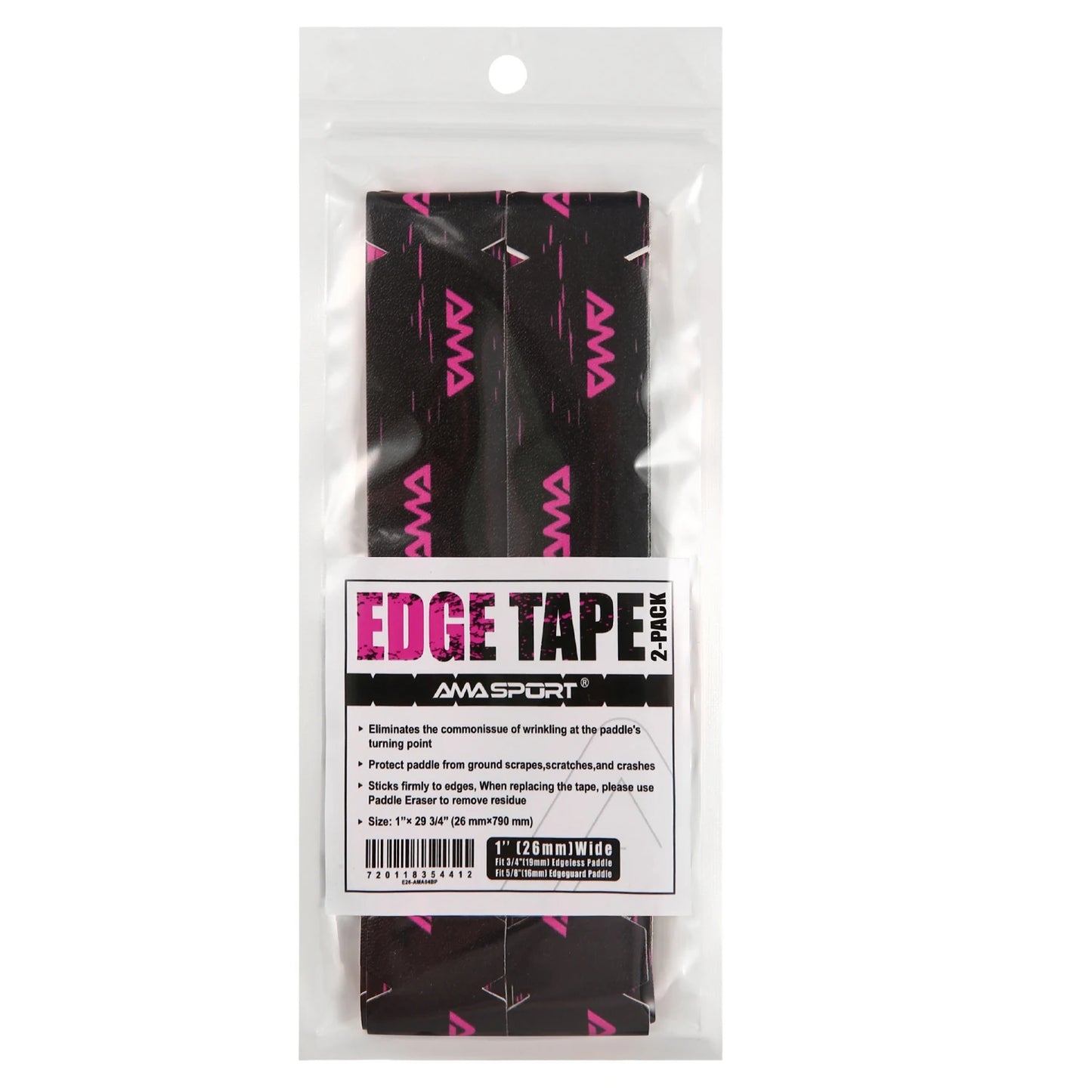 AMASPORT 2Pack Pickleball Paddle Edge Tape 20/23/26mm Paddle Head Edge Guard Racket Edge Protection Tape