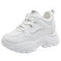 White Platform Women's Sneakers 2024 Spring Lace-Up Thick Bottom Vulcanize Shoes Woman Pu Leather Breathable Sports Shoes Ladies