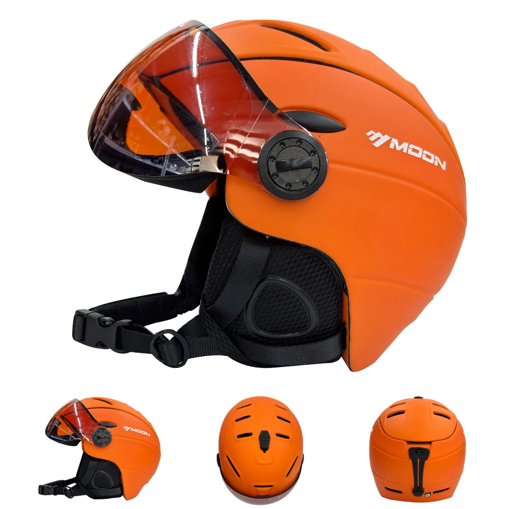 MOON Skiing Helmet With Goggles PC+EPS High-Quality Ski Helmet For Adult Outdoor Snowboard Skateboard Helmet Protective Ski Gear