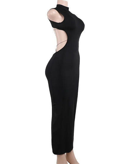 Nibber Cross Bandage Dress Women Y2K Butterfly Metal Hollow Backless Sleeveless Fitness Midnight Club Summer Vacation Bodyco