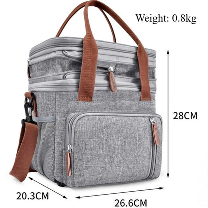 Fashion Double Layer Insulation Bento Lunch Bag Portable Large Capacity Picnic Cooler Ice Pack Waterproof Food Thermal Lunch Box