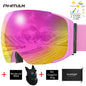 PHMAX Magnetic Ski Goggles UV400 Skiing Eyewear Anti-fog Lens Women Men Winter Outdoor Sports Mountain Snowboard Big Snow Goggle