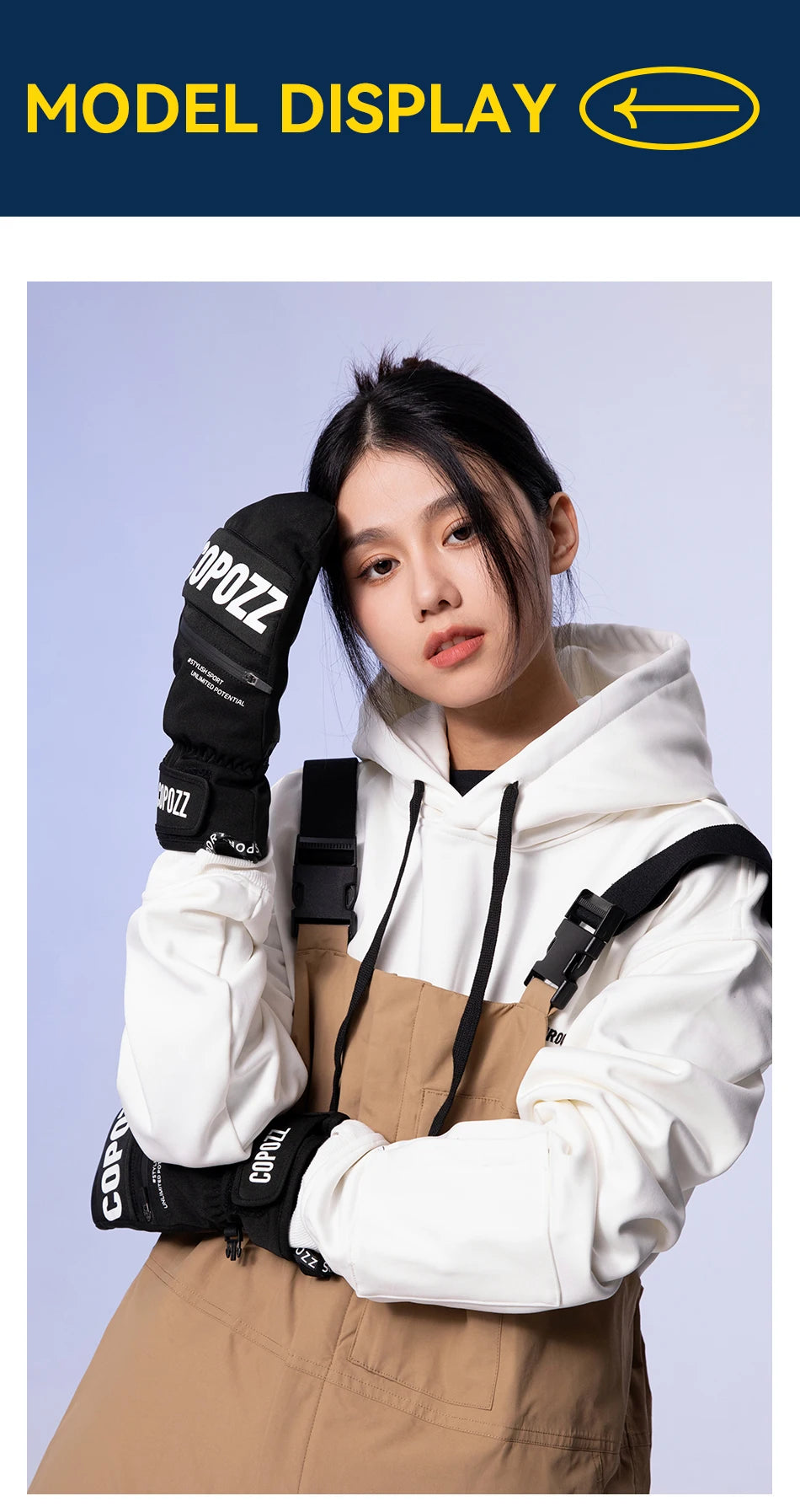 COPOZZ New Upgrade Thicken Ski Gloves Winter Men Women 3M Thinsulate Thermal Snowboard Gloves Waterproof Warm Mittens Ski Gloves