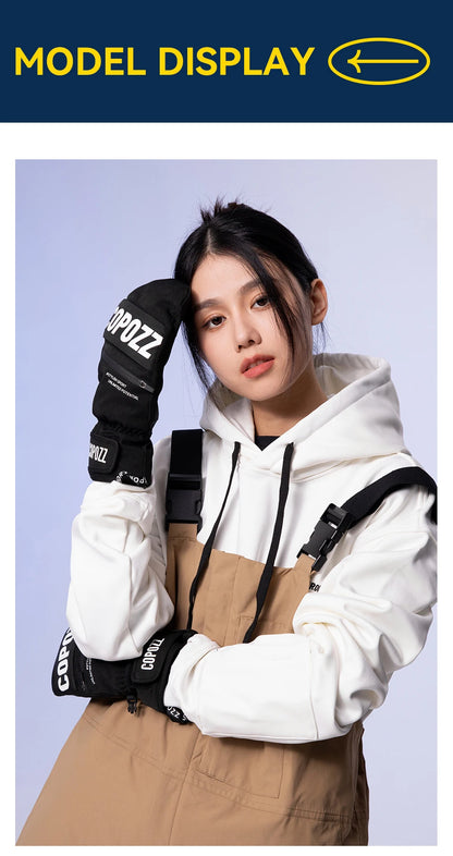 COPOZZ New Upgrade Thicken Ski Gloves Winter Men Women 3M Thinsulate Thermal Snowboard Gloves Waterproof Warm Mittens Ski Gloves