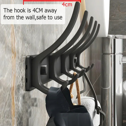 Black white Folding Robe Hooks Towel Hanger Nail Wall Rack Hooks Coat Clothes Holder for Bathroom Kitchen Accessories